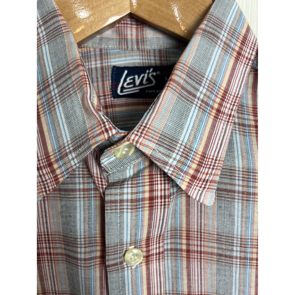 Levi's Button Up Mens Large Multicolor Plaid Tapered Fit Vintage Shirt A28 - Picture 3 of 12